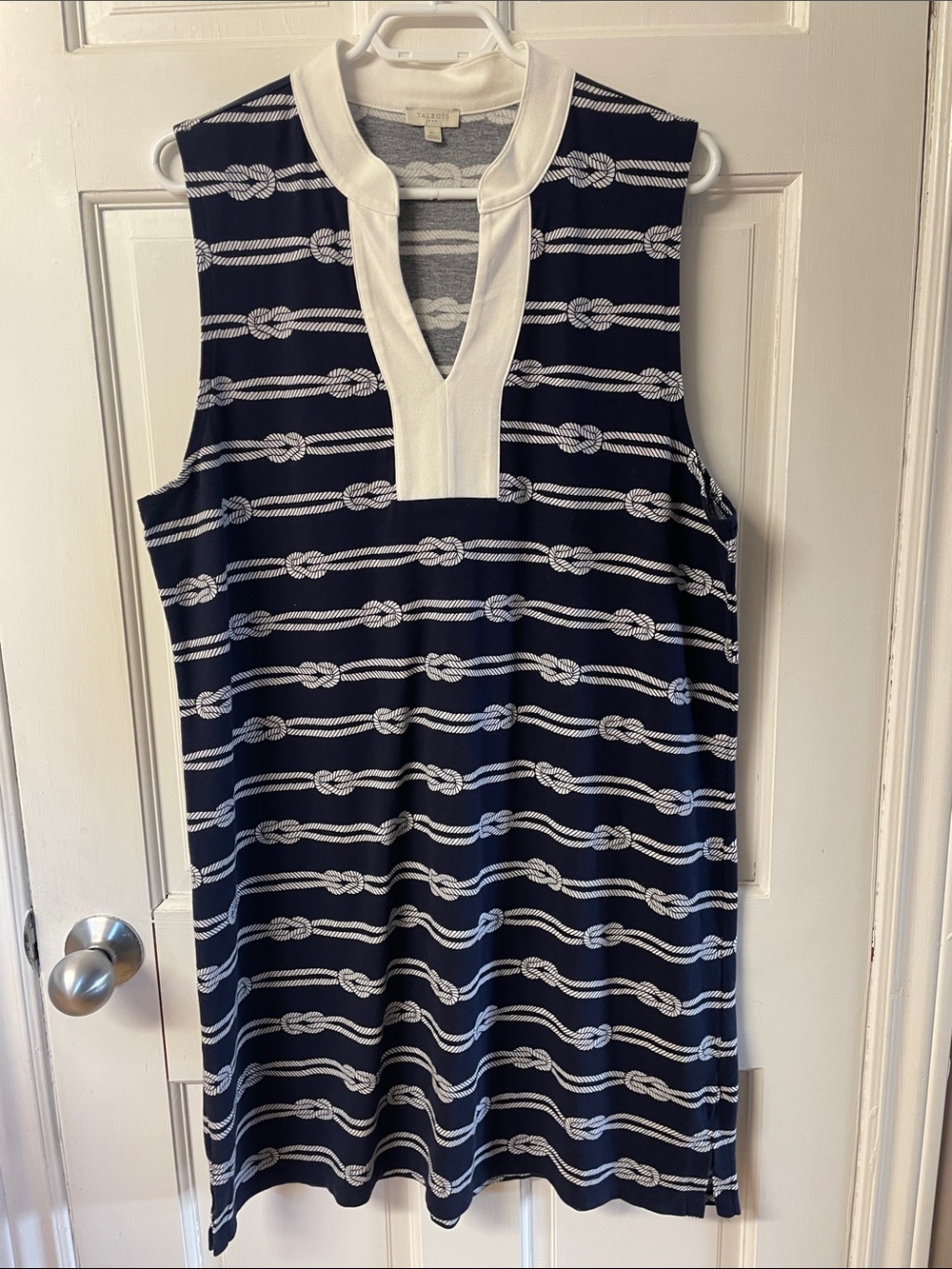 Talbots lightweight blue&white nautical knot design shift dress women’s size XL